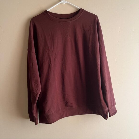 Brown Casual Crew Neck Sweatshirt comfy Gorpcore fall autumn oversized - Picture 1 of 11